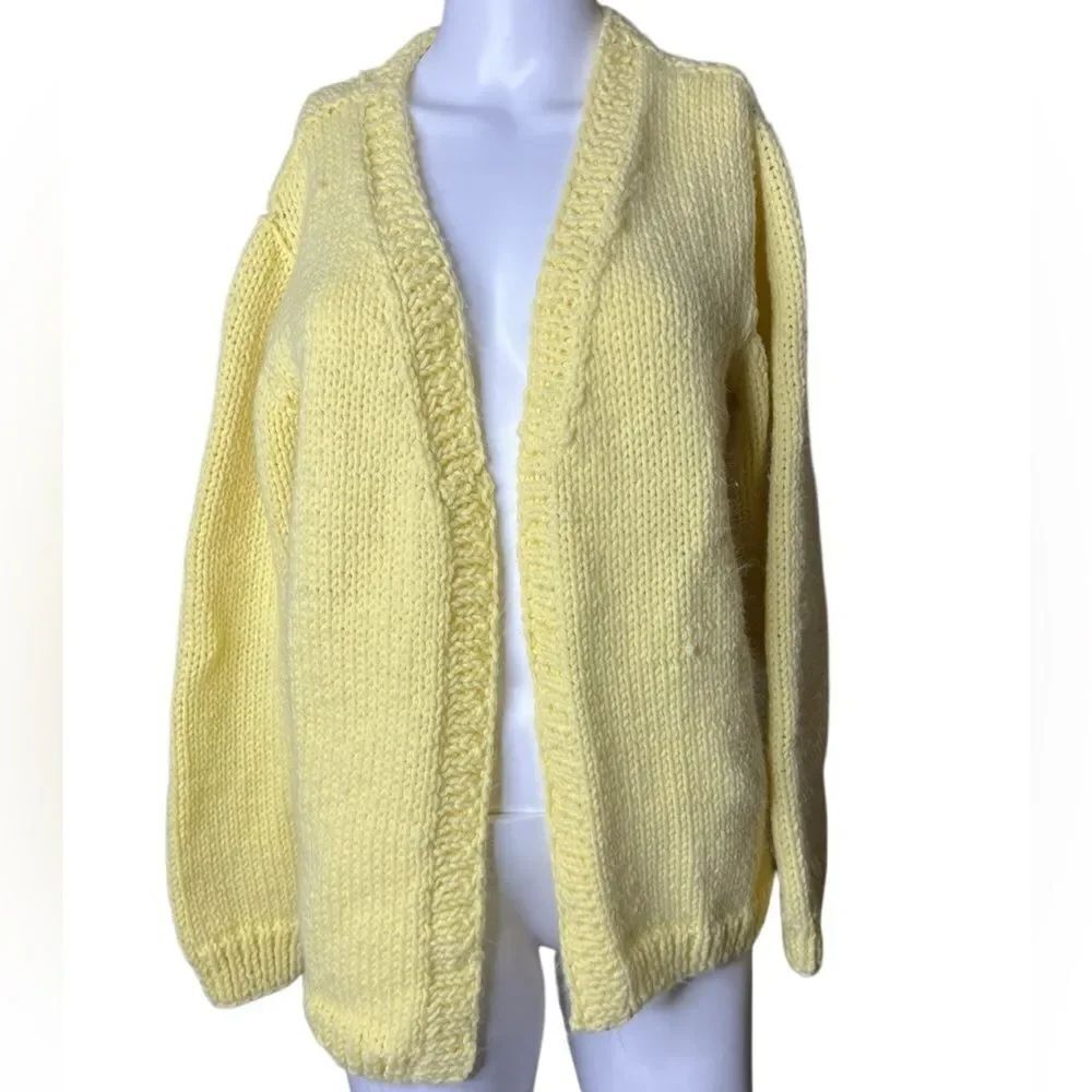 Yellow Open-Front Women's Sweater Size Large